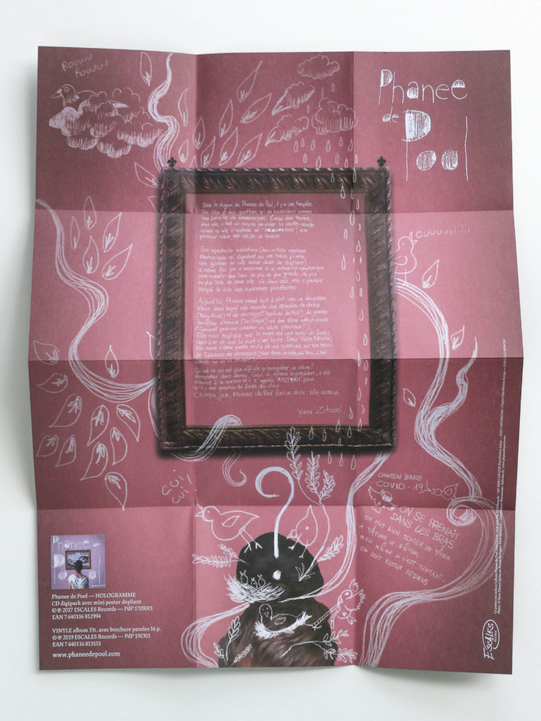 Poster illustré par Ludivine Cornaglia pour l'album Amstram de Phanee de Pool. Avec un texte de Yann Zitouni.