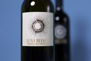 Etiquettes de vin, illustration et graphisme, Luna Bianca, Sole Nero, Domaine des Bonnettes, Genève