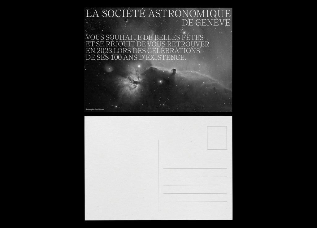 Carte de vœux pour la Société Astronomique de Genève